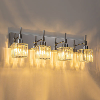 Luminaires de salle de bain en cristal à intensité variable Ora Modern sur miroir Glam Vanity Lights