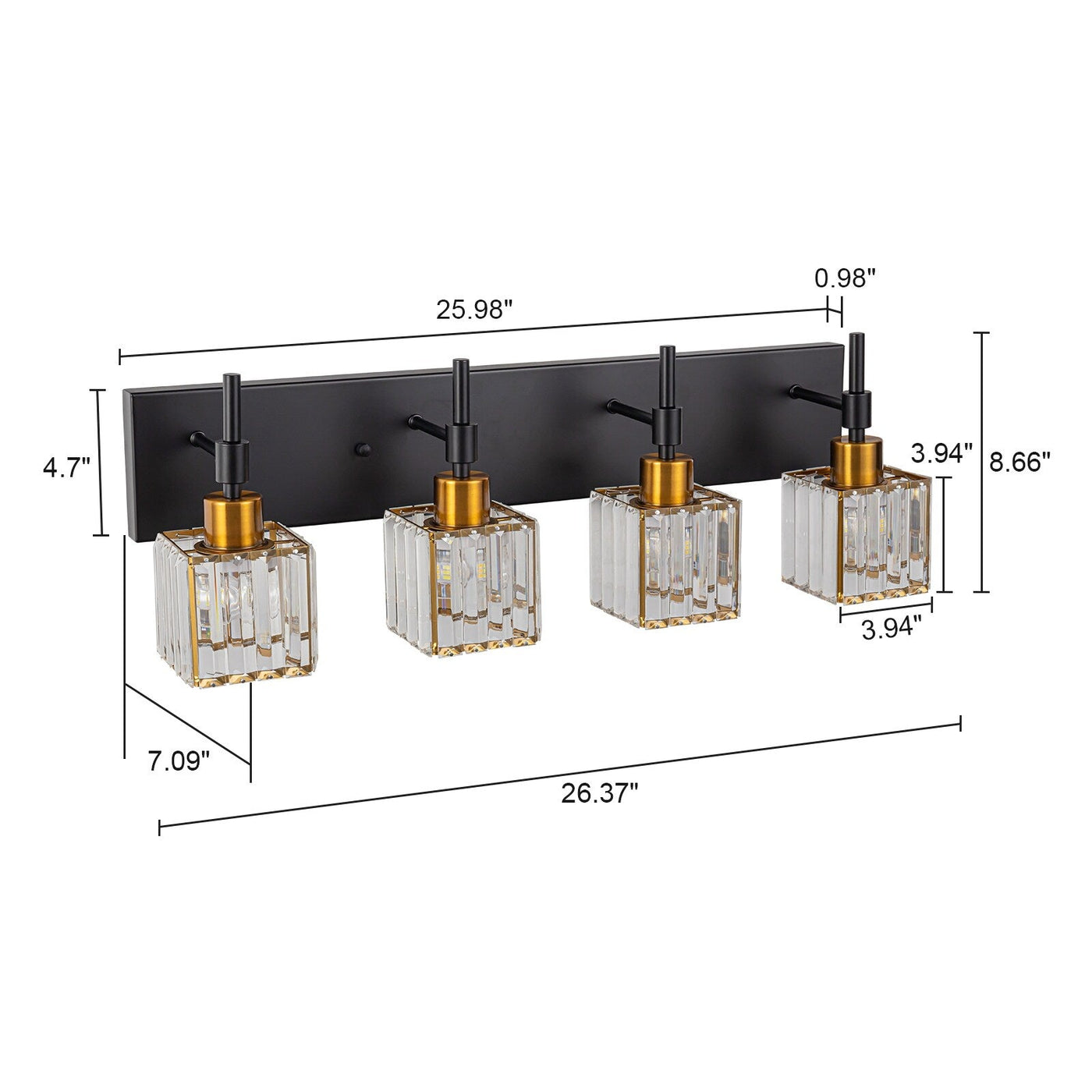 Luminaires de salle de bain en cristal à intensité variable Ora Modern sur miroir Glam Vanity Lights