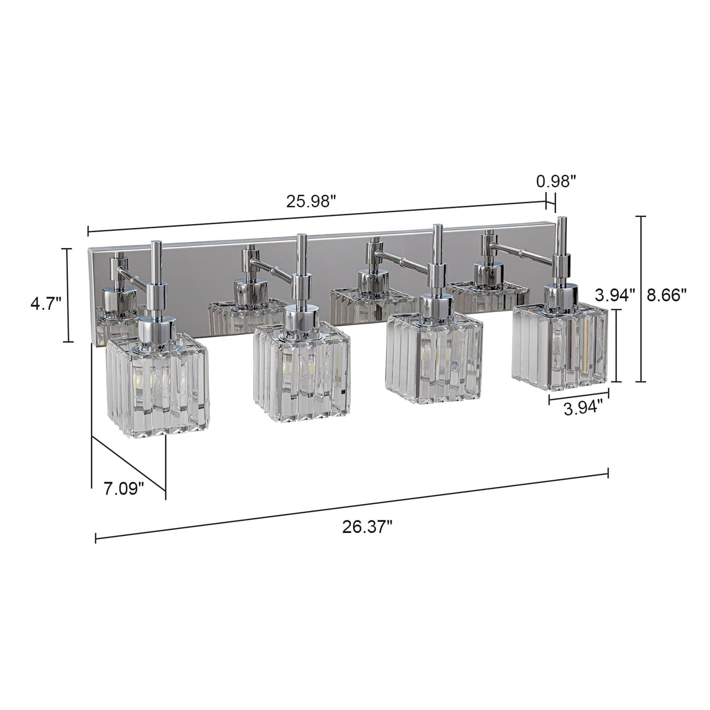 Luminaires de salle de bain en cristal à intensité variable Ora Modern sur miroir Glam Vanity Lights