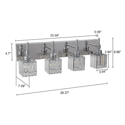 Luminaires de salle de bain en cristal à intensité variable Ora Modern sur miroir Glam Vanity Lights