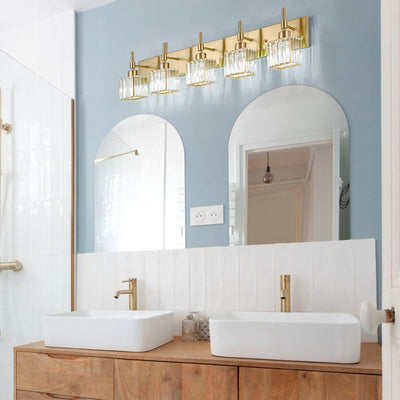 Luminaires de salle de bain en cristal à intensité variable Ora Modern sur miroir Glam Vanity Lights