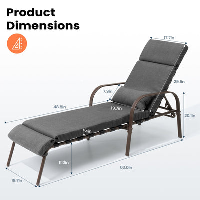Chaise longue d'extérieur réglable avec coussin pour la plage et la piscine