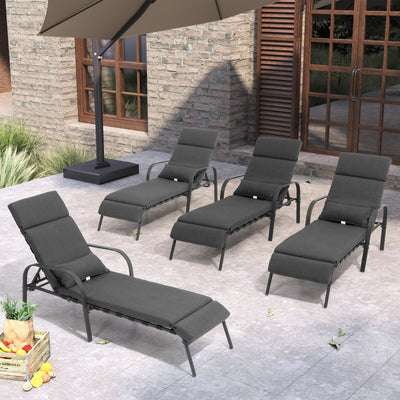 Chaise longue d'extérieur réglable avec coussin pour la plage et la piscine