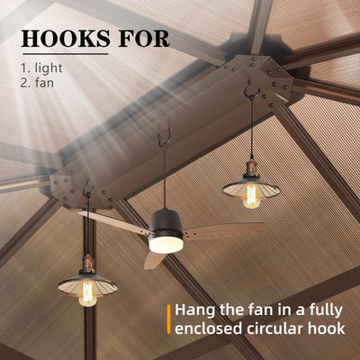 Gazebo à toit rigide EROMMY, pergola d'extérieur avec double toit, filet et rideaux, auvent robuste pour patio, arrière-cour, fête au bord de la piscine