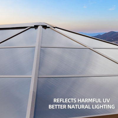 Gazebo à toit rigide EROMMY, pergola d'extérieur avec double toit, filet et rideaux, auvent robuste pour patio, arrière-cour, fête au bord de la piscine