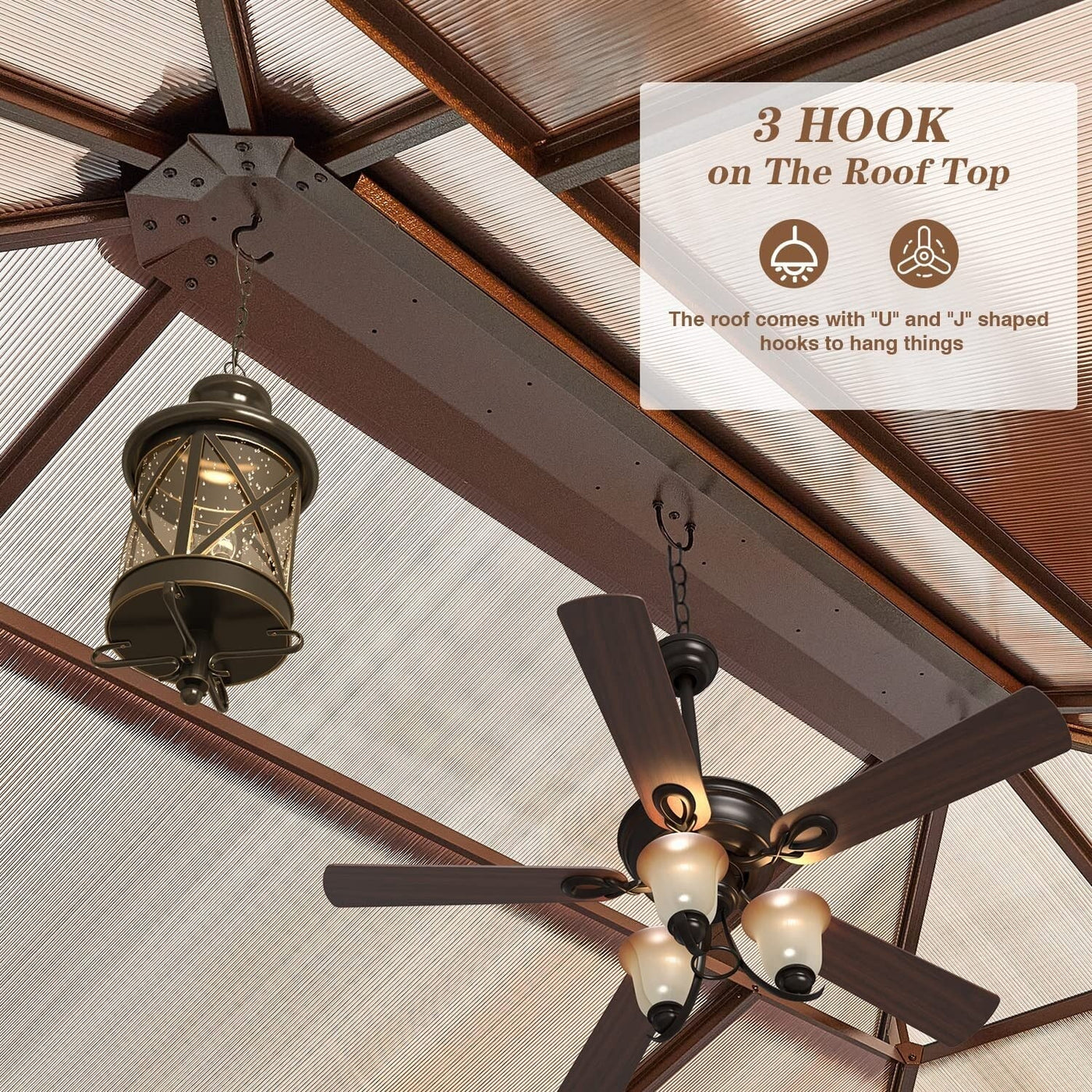 Gazebo à toit rigide EROMMY, pergola d'extérieur avec double toit, filet et rideaux, auvent robuste pour patio, arrière-cour, fête au bord de la piscine