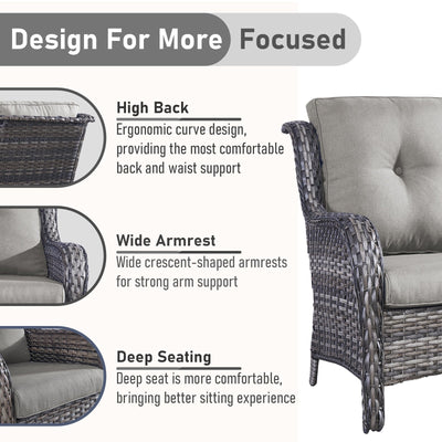 Ensemble de canapés d'extérieur en osier Gymojoy avec causeuse et canapé en rotin