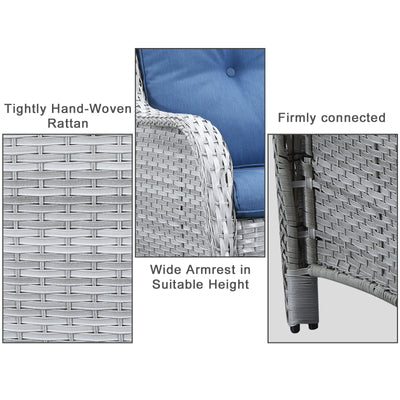 Ensemble de canapés d'extérieur en osier Gymojoy avec causeuse et canapé en rotin