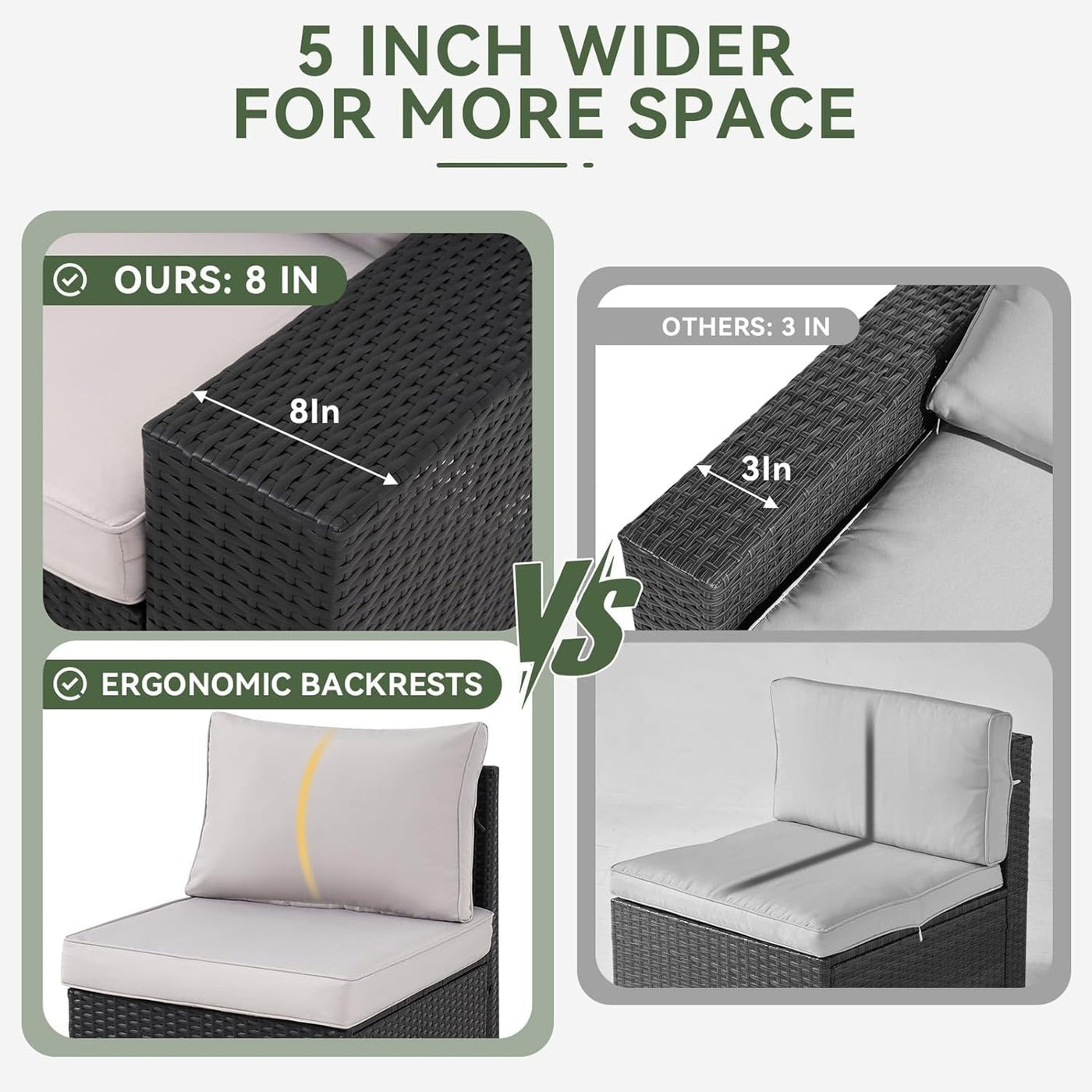 Ensembles de meubles de patio extérieurs avec coussins épais de 4 pouces