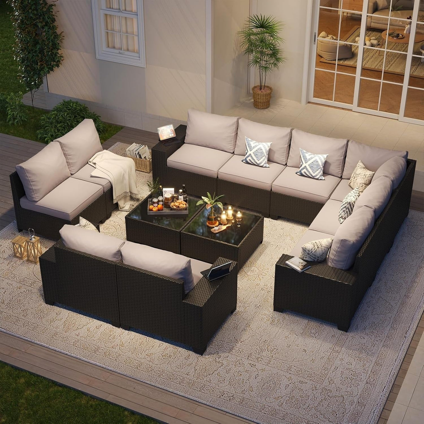 Ensembles de meubles de patio extérieurs avec coussins épais de 4 pouces