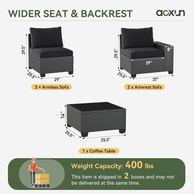 Ensembles de meubles de patio extérieurs avec coussins épais de 4 pouces
