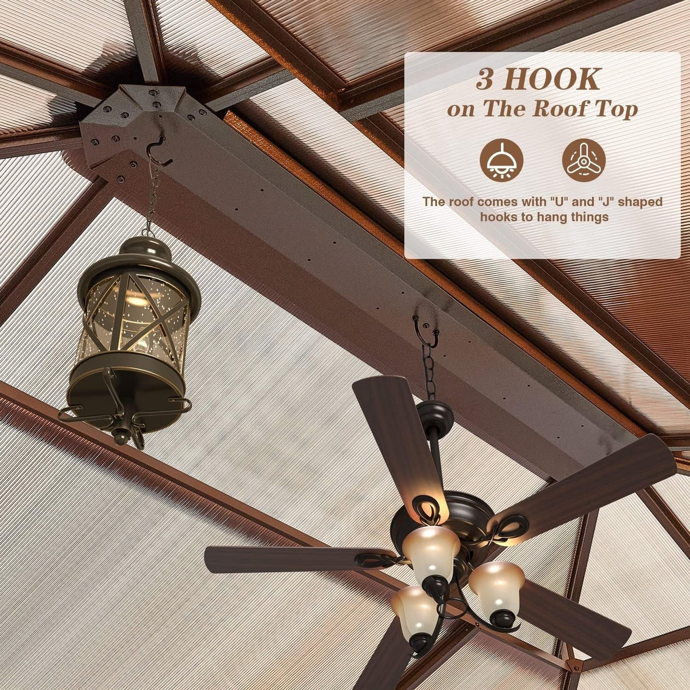 Tonnelle à toit rigide pour jardin – Pergola permanente avec filet, rideaux et double toit, abri extérieur toutes saisons