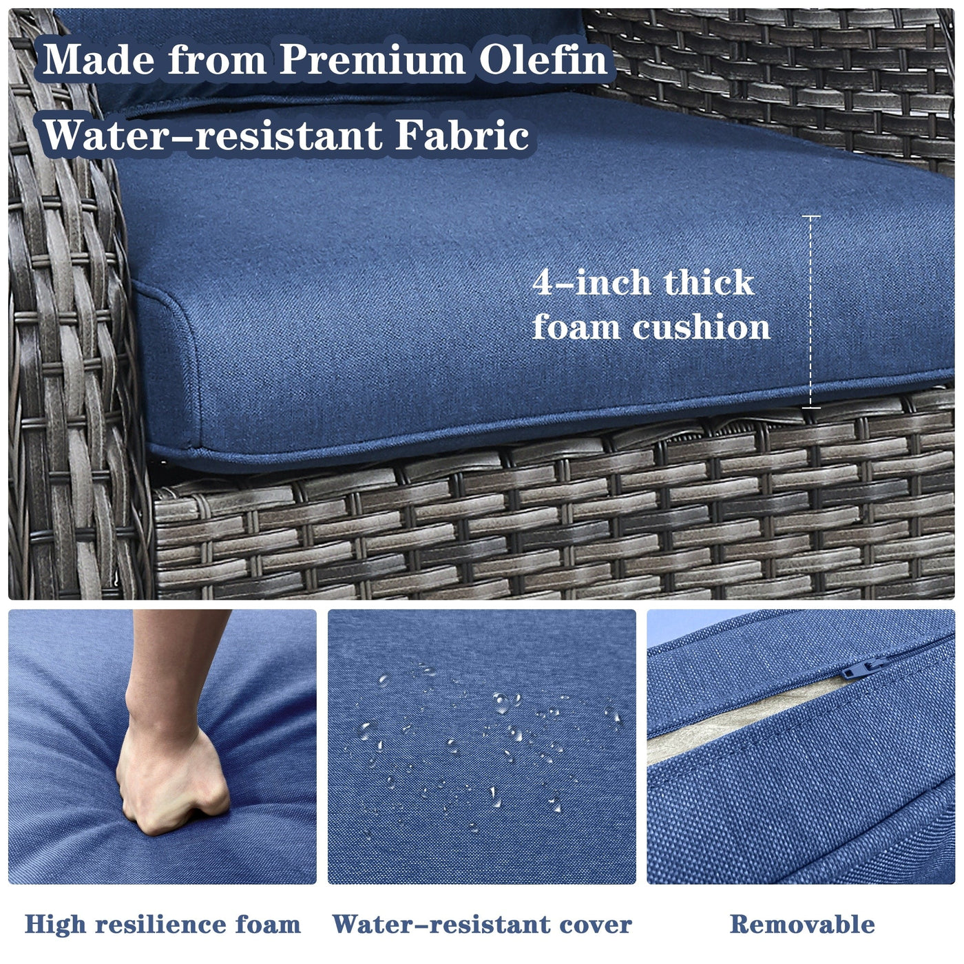 Chaises à bascule d'extérieur en osier Gymojoy avec base pivotante (lot de 2)