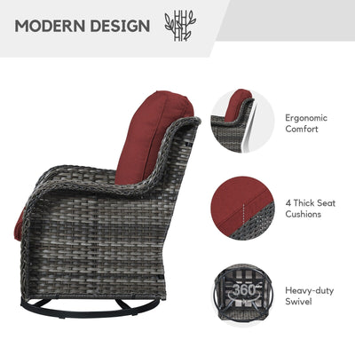 Chaises à bascule d'extérieur en osier Gymojoy avec base pivotante (lot de 2)