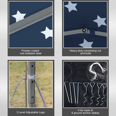 Auvent pop-up robuste Outsunny 10' x 10' avec filet latéral en maille amovible, conception d'installation facile, événement de fête en plein air