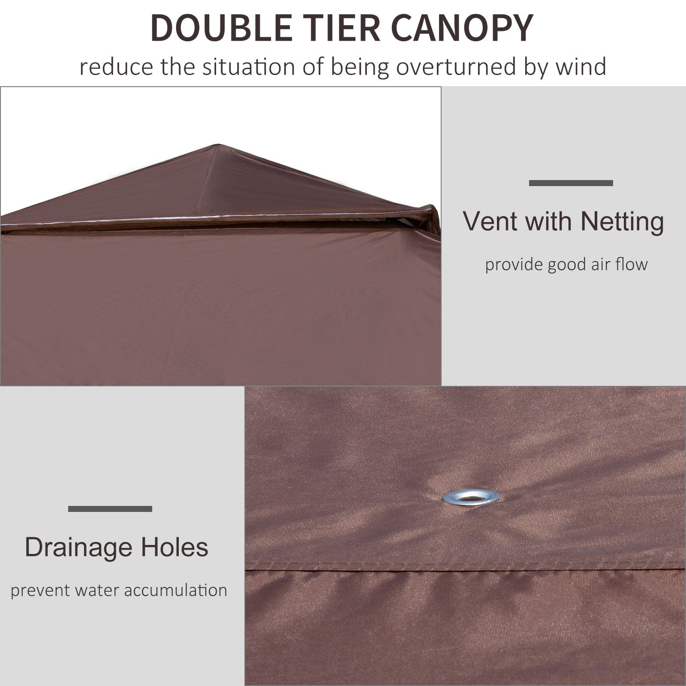Outsunny 12' x 12' Pop Up Canopy Sun Shade Tente instantanée pliable avec filet latéral en maille, hauteur réglable sur 3 niveaux
