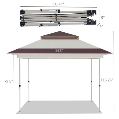Outsunny 12' x 12' Pop Up Canopy Sun Shade Tente instantanée pliable avec filet latéral en maille, hauteur réglable sur 3 niveaux