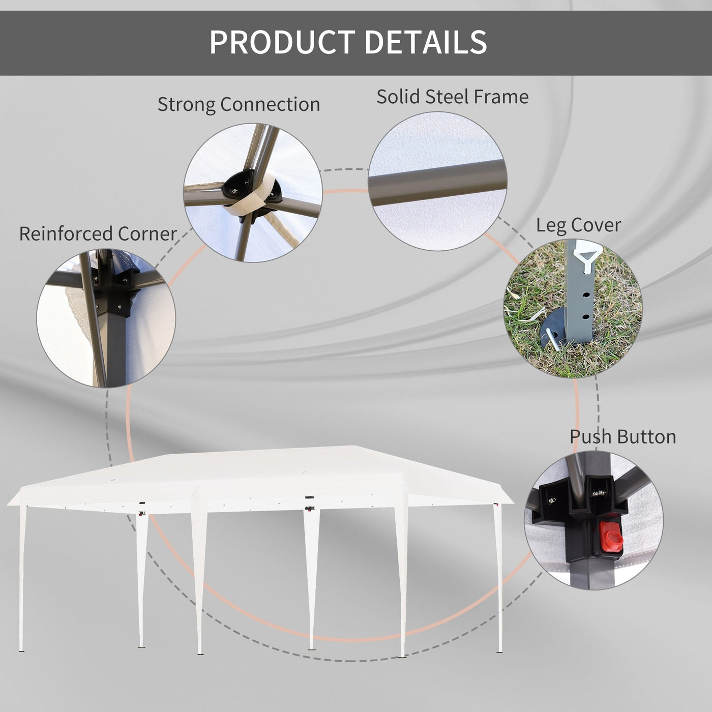 Auvent pop-up robuste Outsunny avec cadre robuste, toit anti-UV et sac de transport pour terrasse, jardin, plage et arrière-cour