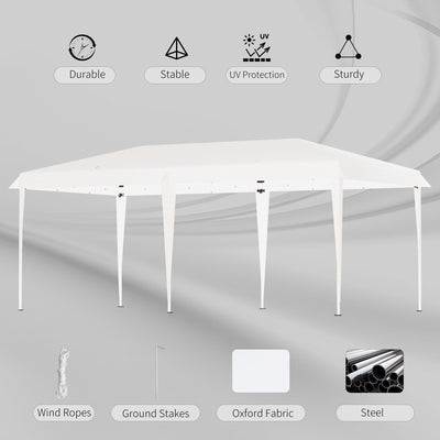 Auvent pop-up robuste Outsunny avec cadre robuste, toit anti-UV et sac de transport pour terrasse, jardin, plage et arrière-cour