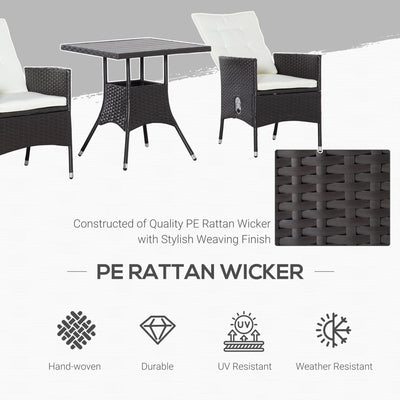 Ensemble de 3 canapés de patio Outsunny en rotin synthétique, chaises inclinables d'extérieur, table basse avec plateau en plastique grain de bois