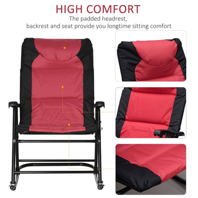Ensemble de chaises à bascule pliantes Outsunny avec siège et dossier rembourrés, oreiller