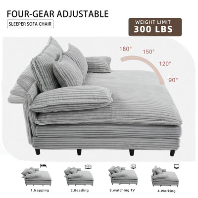 Canapé-lit surdimensionné en velours côtelé moelleux et réglable