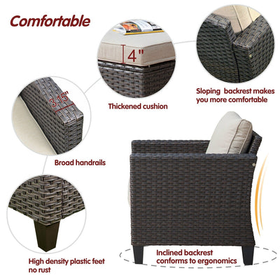 Ensemble de 5 sièges de jardin à dossier haut en osier OVIOS