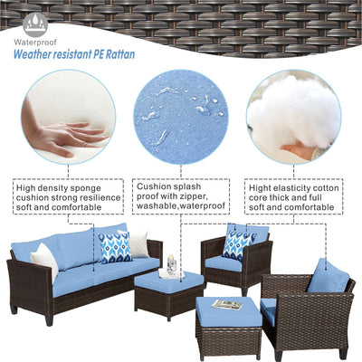 Ensemble de 5 sièges de jardin à dossier haut en osier OVIOS