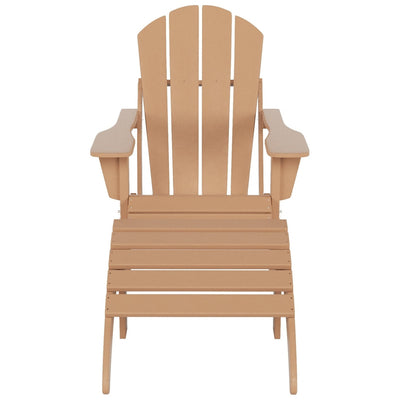 Chaise Adirondack pliable Polytrends Laguna en PEHD pour terrasse extérieure toutes saisons avec pouf (ensemble 2 pièces)