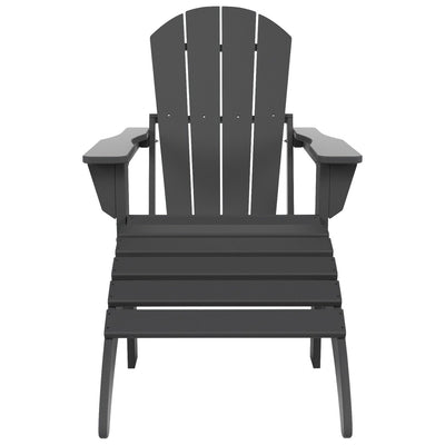 Chaise Adirondack pliable Polytrends Laguna en PEHD pour terrasse extérieure toutes saisons avec pouf (ensemble 2 pièces)