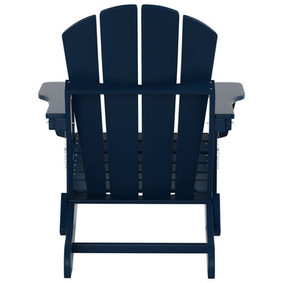 Chaise Adirondack pliable Polytrends Laguna en PEHD pour terrasse extérieure toutes saisons avec pouf (ensemble 2 pièces)