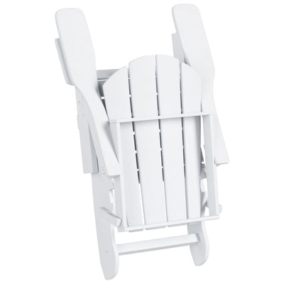 Chaise Adirondack pliable Polytrends Laguna en PEHD pour terrasse extérieure toutes saisons avec pouf (ensemble 2 pièces)