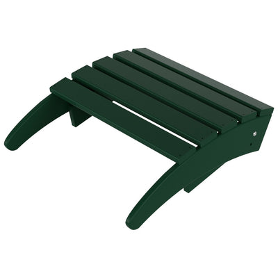 Chaise Adirondack pliable Polytrends Laguna en PEHD pour terrasse extérieure toutes saisons avec pouf (ensemble 2 pièces)