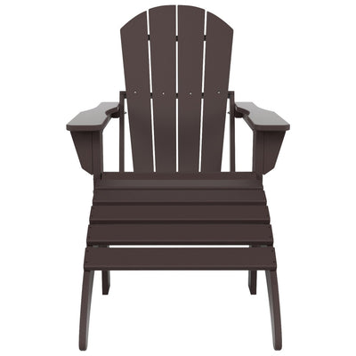 Chaise Adirondack pliable Polytrends Laguna en PEHD pour terrasse extérieure toutes saisons avec pouf (ensemble 2 pièces)