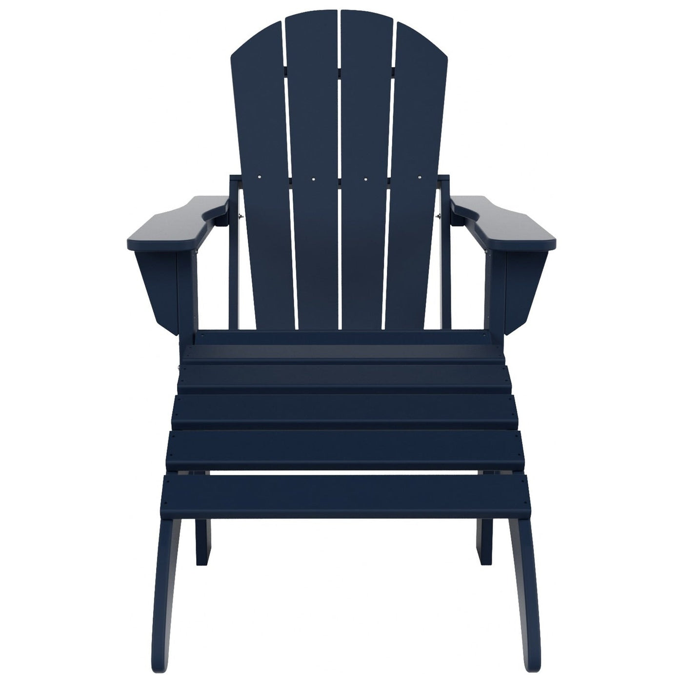 Chaise Adirondack pliable Polytrends Laguna en PEHD pour terrasse extérieure toutes saisons avec pouf (ensemble 2 pièces)