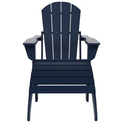 Chaise Adirondack pliable Polytrends Laguna en PEHD pour terrasse extérieure toutes saisons avec pouf (ensemble 2 pièces)