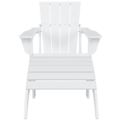 Chaise Adirondack pliable Polytrends Laguna en PEHD pour terrasse extérieure toutes saisons avec pouf (ensemble 2 pièces)