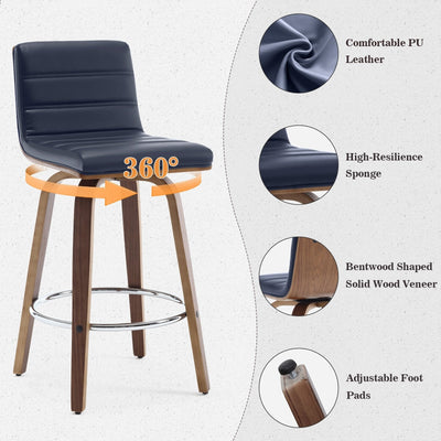 Tabourets de bar/comptoir pivotants en similicuir 26/29, lot de 2/3