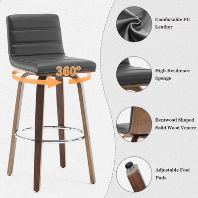 Tabourets de bar/comptoir pivotants en similicuir 26/29, lot de 2/3