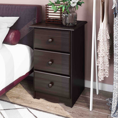 Table de chevet 3 tiroirs 100 % bois massif de Palace Imports avec boutons en métal ou en bois