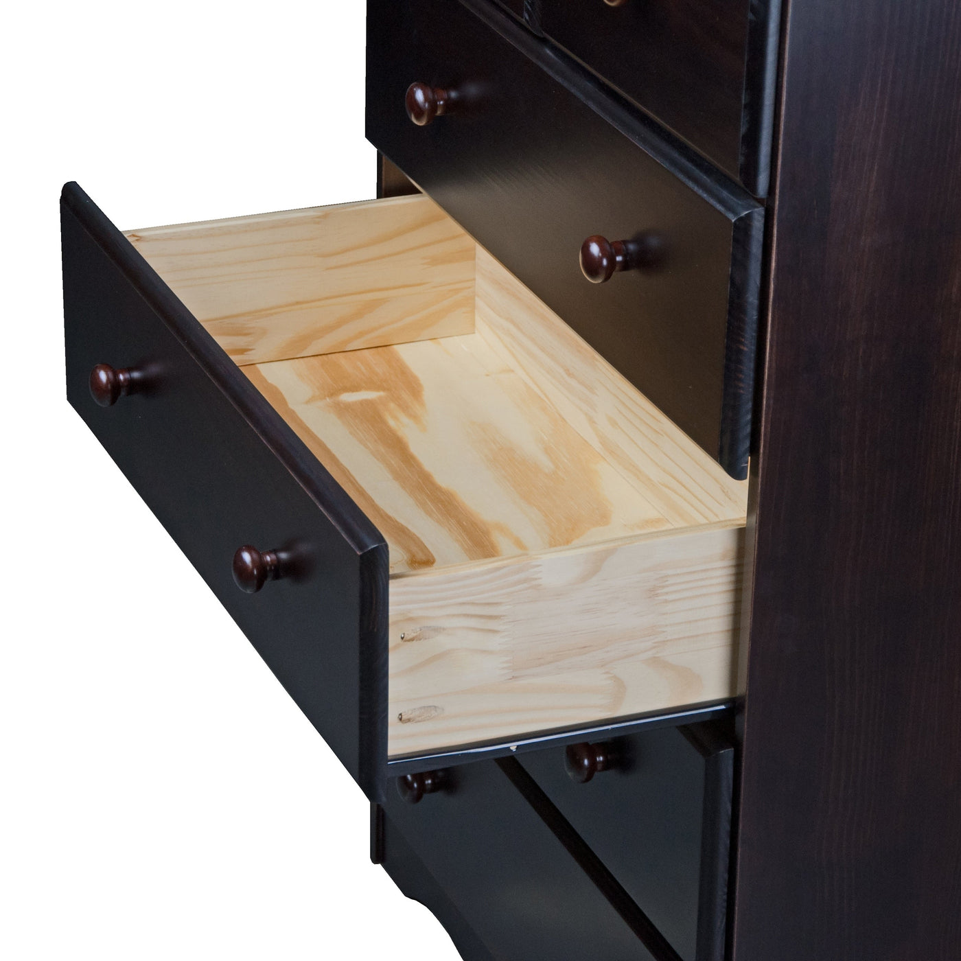 Commode 5 tiroirs 100 % bois massif avec boutons en métal ou en bois de Palace Imports