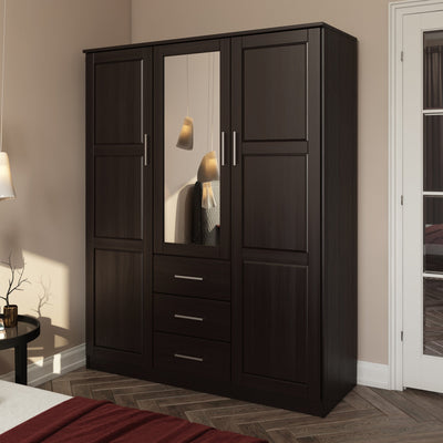 Armoire penderie 3 portes Cosmo 100 % bois massif de Palace Imports avec portes en bois massif ou en miroir