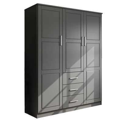 Armoire penderie 3 portes Cosmo 100 % bois massif de Palace Imports avec portes en bois massif ou en miroir