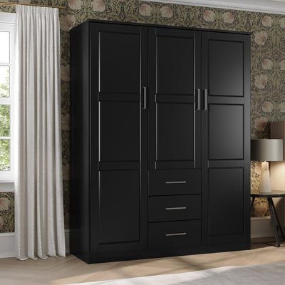 Armoire penderie 3 portes Cosmo 100 % bois massif de Palace Imports avec portes en bois massif ou en miroir