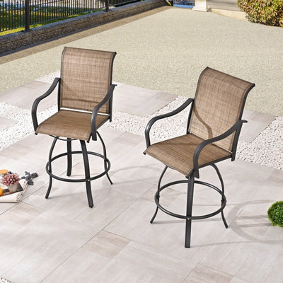Chaise de bar pivotante à dossier haut en métal pour patio Festival (lot de 2)