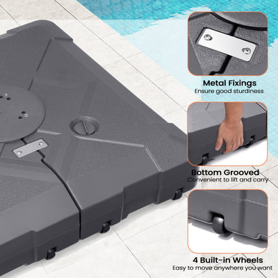 Base de parasol déporté Pellebant de 220 lb avec roulettes - N/A