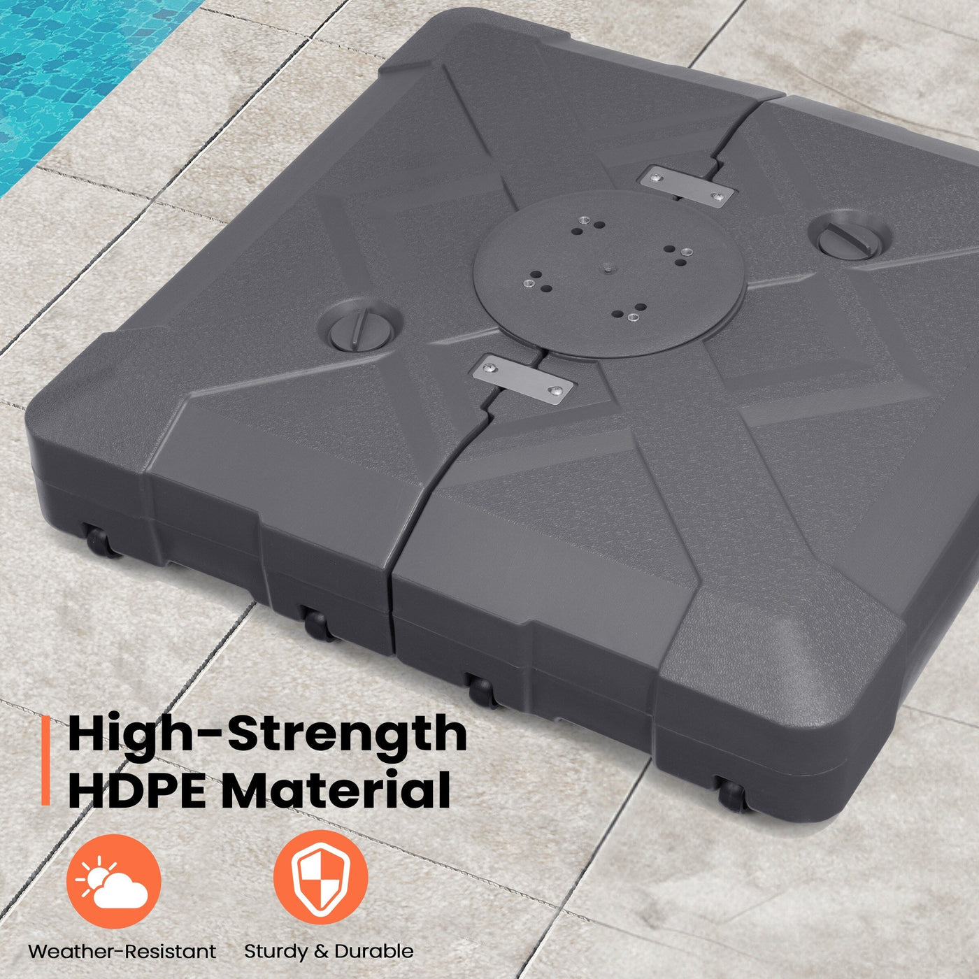 Base de parasol déporté Pellebant de 220 lb avec roulettes - N/A