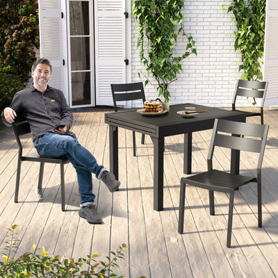 Ensemble de salle à manger d'extérieur en aluminium Pellebant 5/7/9 pièces avec table extensible et chaises empilables