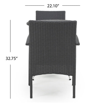 Ensemble bistrot d'extérieur Peterson 3 pièces en osier avec coussins par Christopher Knight Home