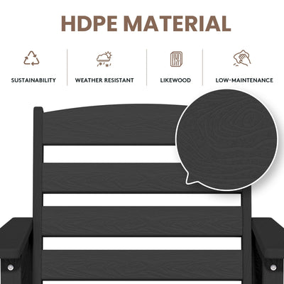 Ensemble de 3 chaises hautes Adirondack en plastique pour patio